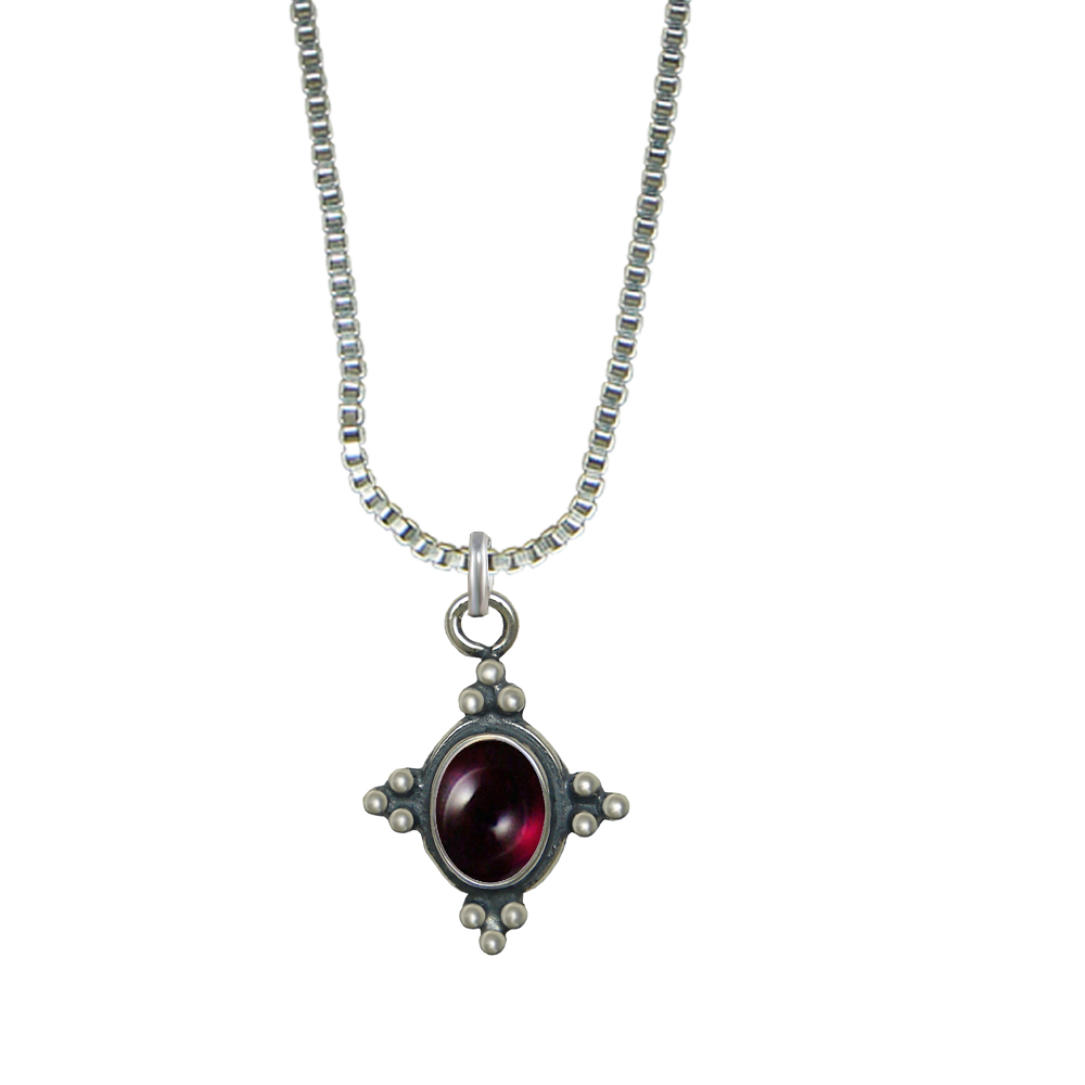 Sterling Silver Little Garnet Pendant Necklace